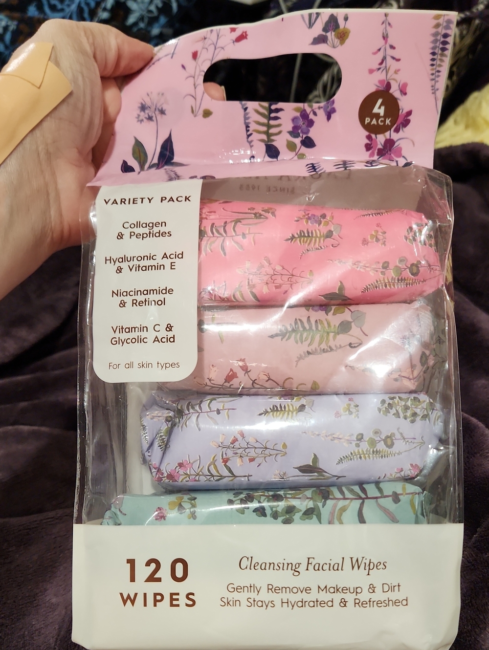 Laura Ashley Floral Variety Pack of 4 Types of Cleansing Facial Wipes